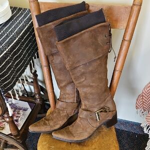 GOMMA Over-the-Knee Buckle Riding Boots in Brown made In ITALY SZ 38.5